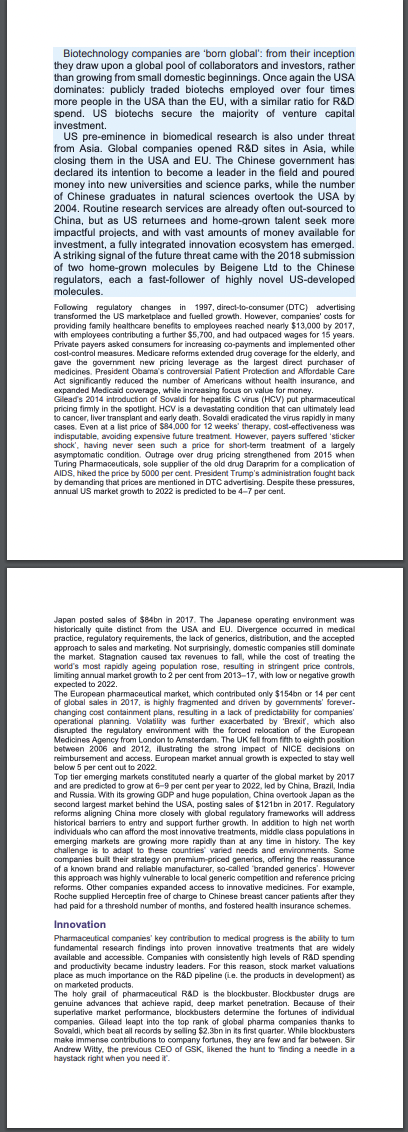 and Ansoff Metrix) explains the key issues in the global pharmaceutical industry.