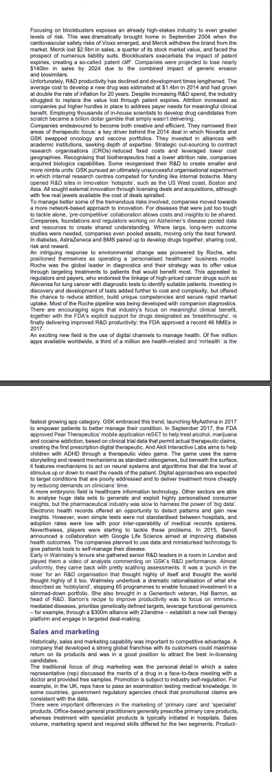 Case Study The global pharmaceutical industry: harnessing a whirlwind A CEO's dilemma