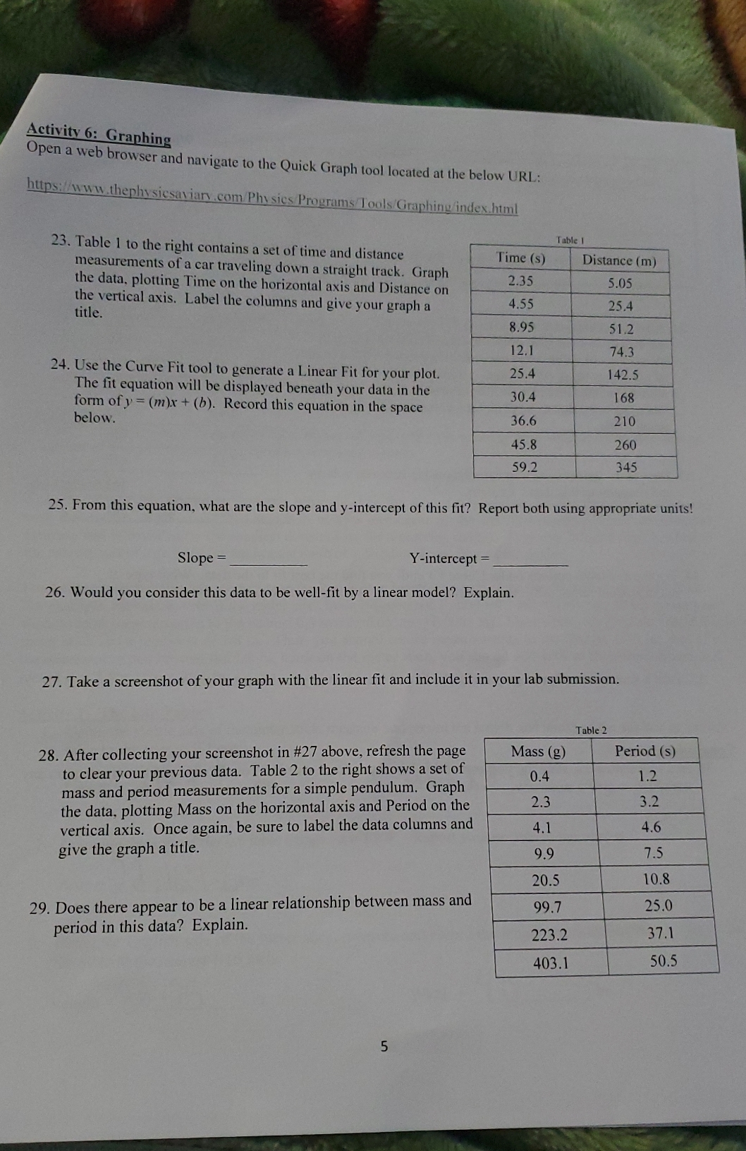  Activity 6: Graphing Open a web browser and navigate to the