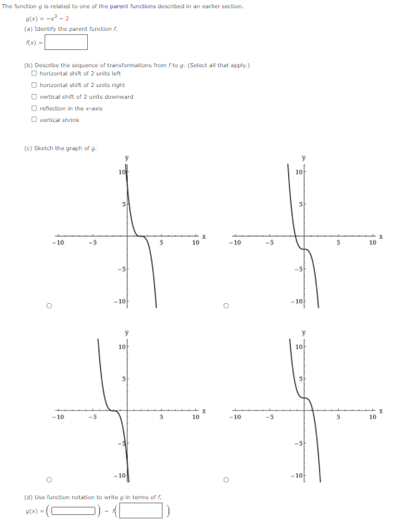 equation e tran sformation of the parent function. Need