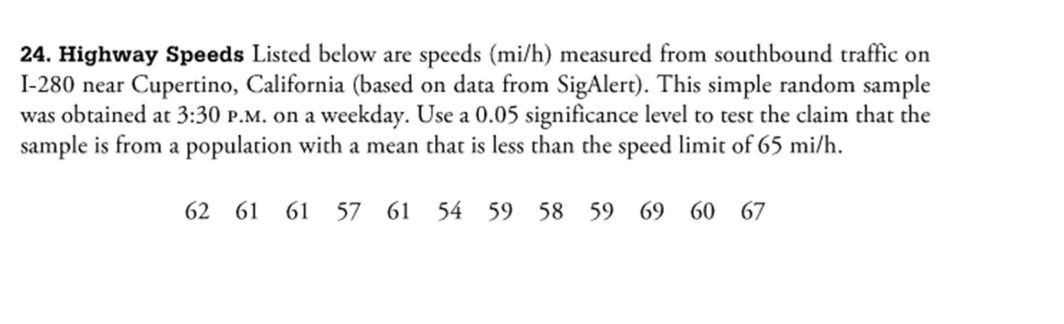 has been selected and test the given claim. Unless specified by your