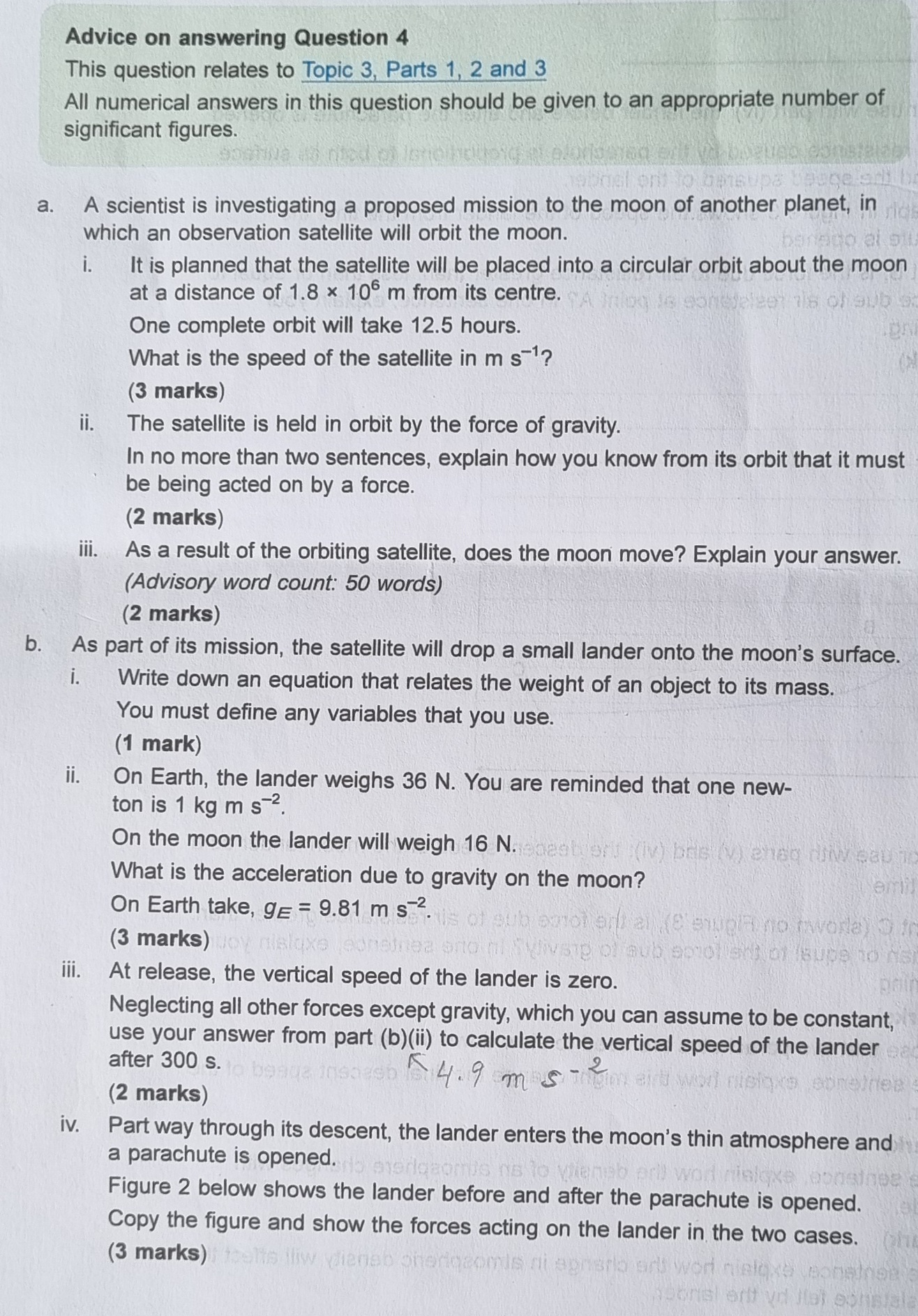 Hello, can someone help me please with ONLY question b. ii. (not