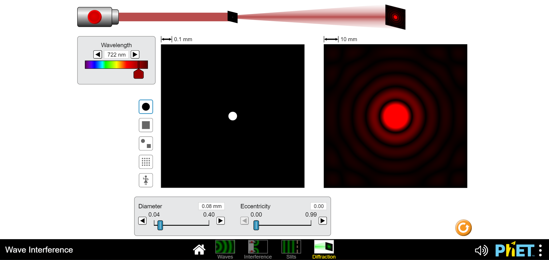 sources https://phet.colorado.edu/en/simulations/wave-interference for maximum to minimum values have? Describe below. Explore with