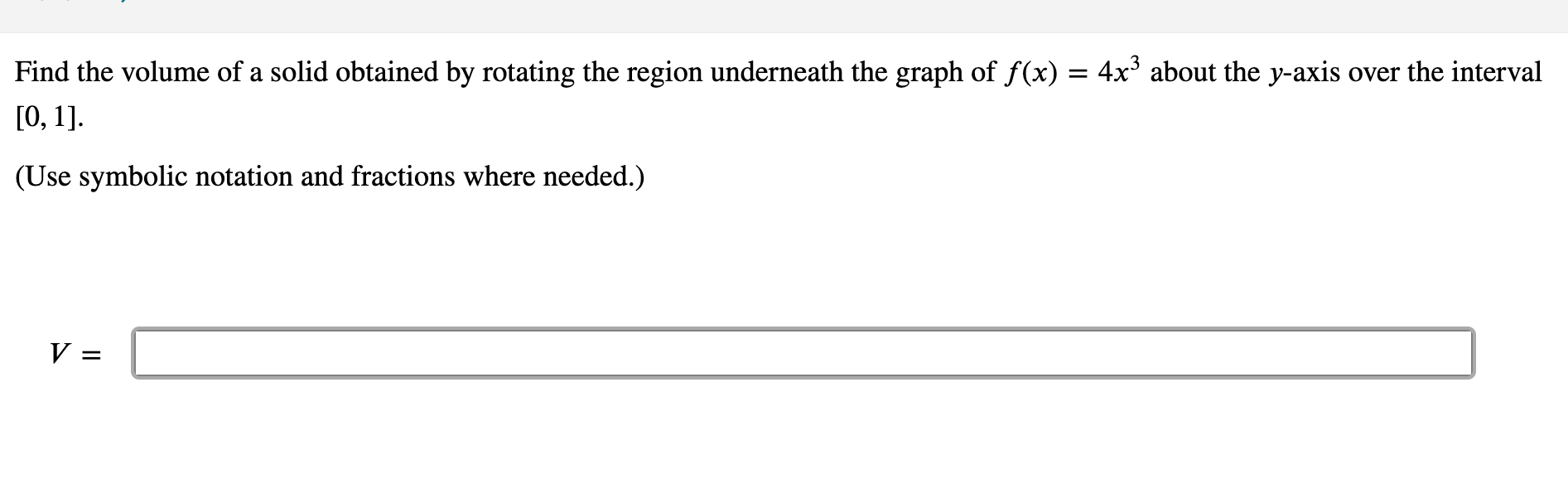 Find the volume of a solid obtained by rotating the region