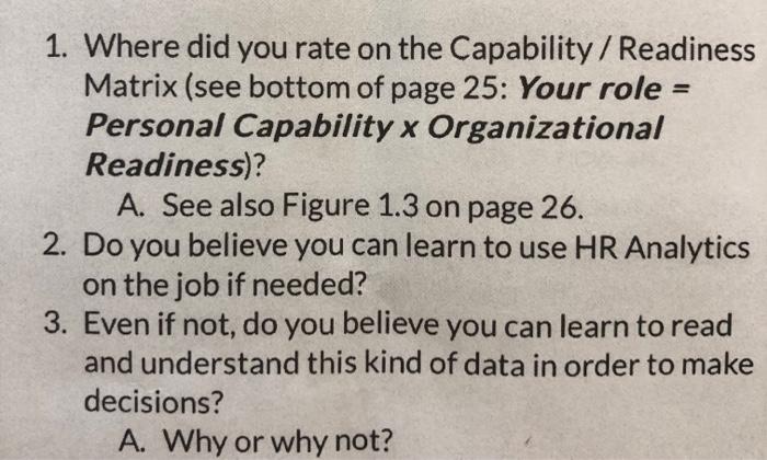 any ideas or examples please 1. Where did you rate on the