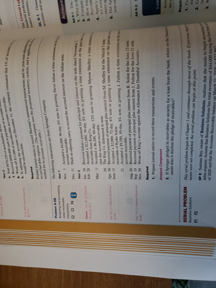Problem 9-5B Expense, $11,287 Year 2 e. Sold $870,220 of merchandise