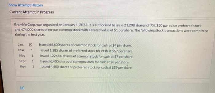  Show Attempt History Current Attempt in Progress Bramble Corp.was organized on