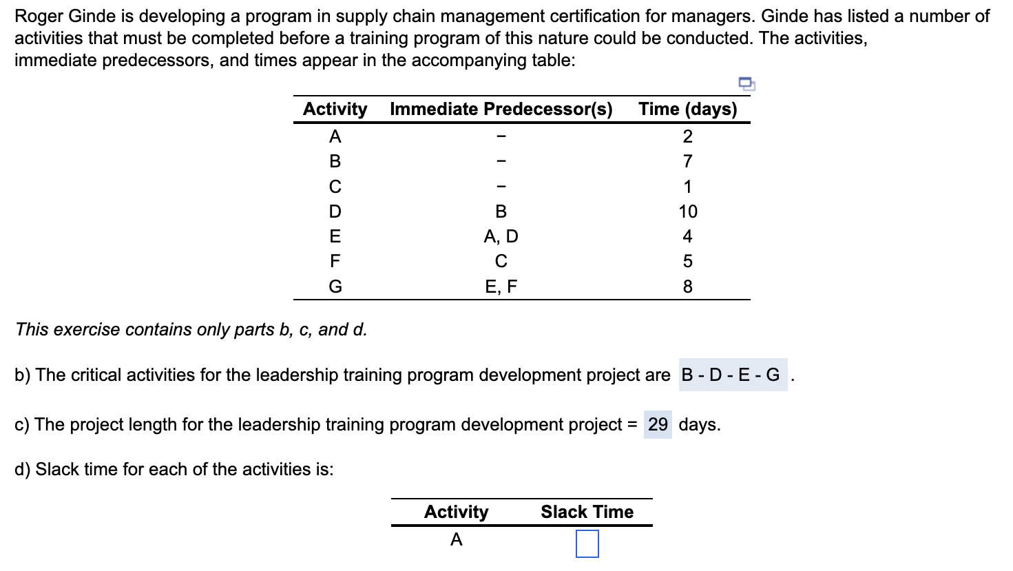  Roger Ginde is developing a program in supply chain management certification
