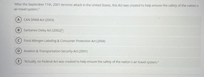  "After the September 11th, 2001 terrorist attack in the United States,