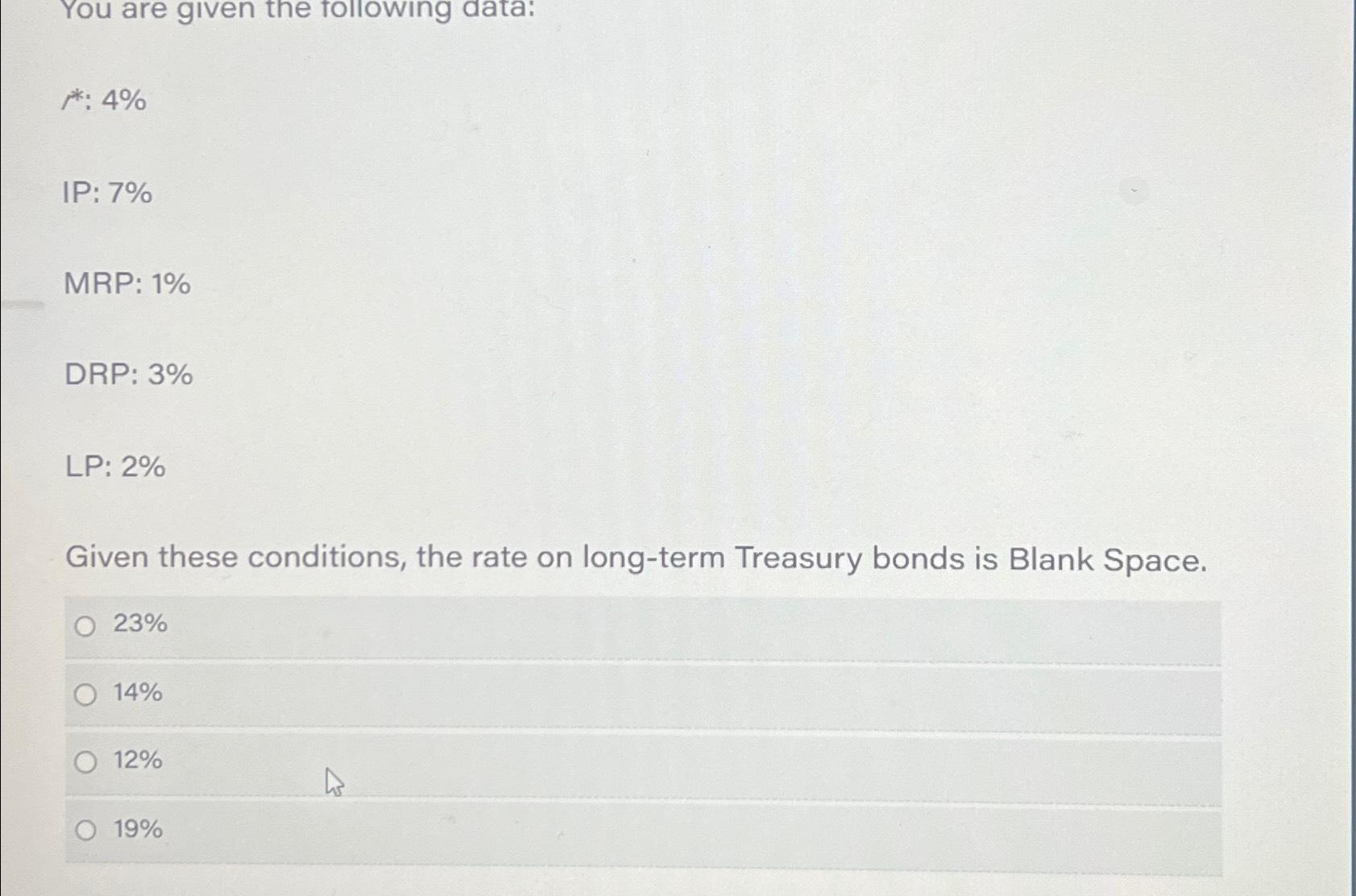  4% IP: 7% MRP: 1% DRP: 3% LP: 2% Given these