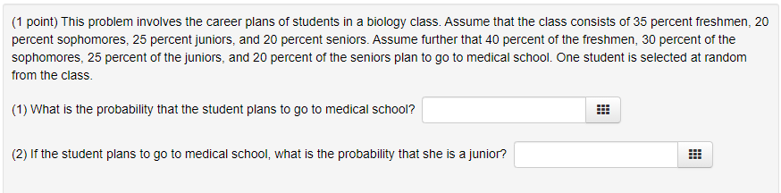 show work plz {1 point} This problem involves the career plans of