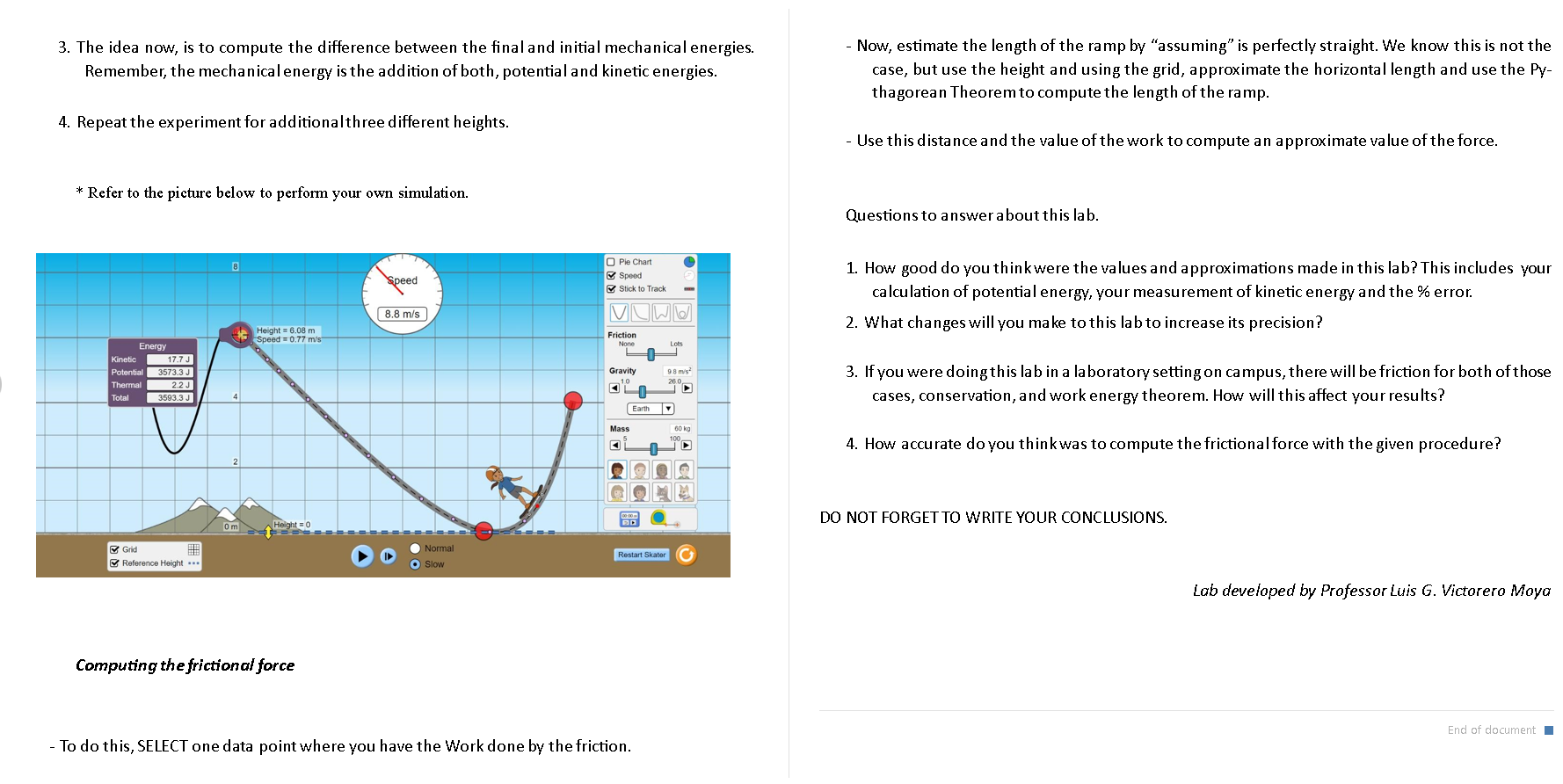 Speed Stick to Track 7.2 m/s VLW 6 Friction Part b) "Work