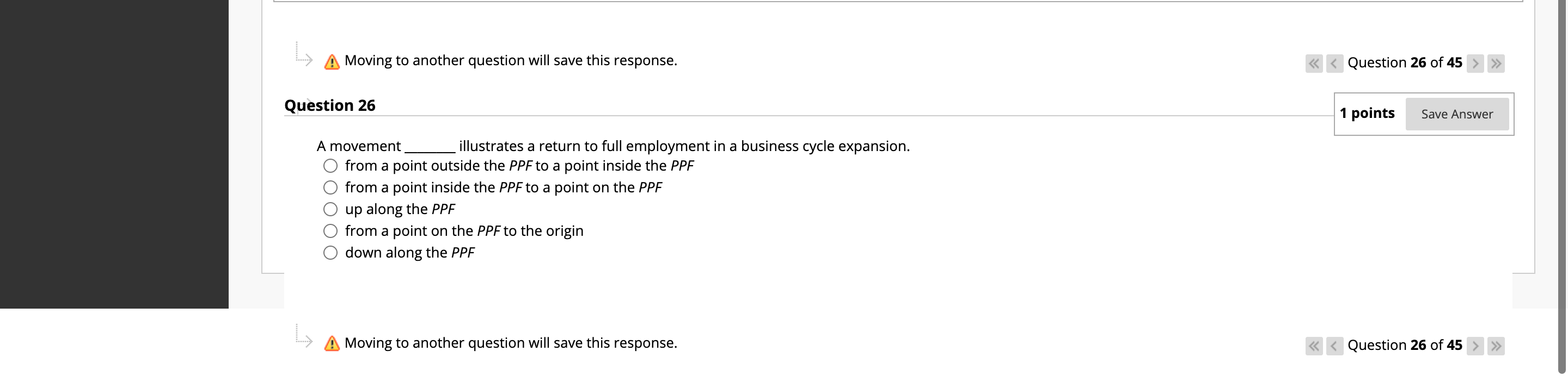 QUESTION 26 Tr 43 Moving to another question will save this response.