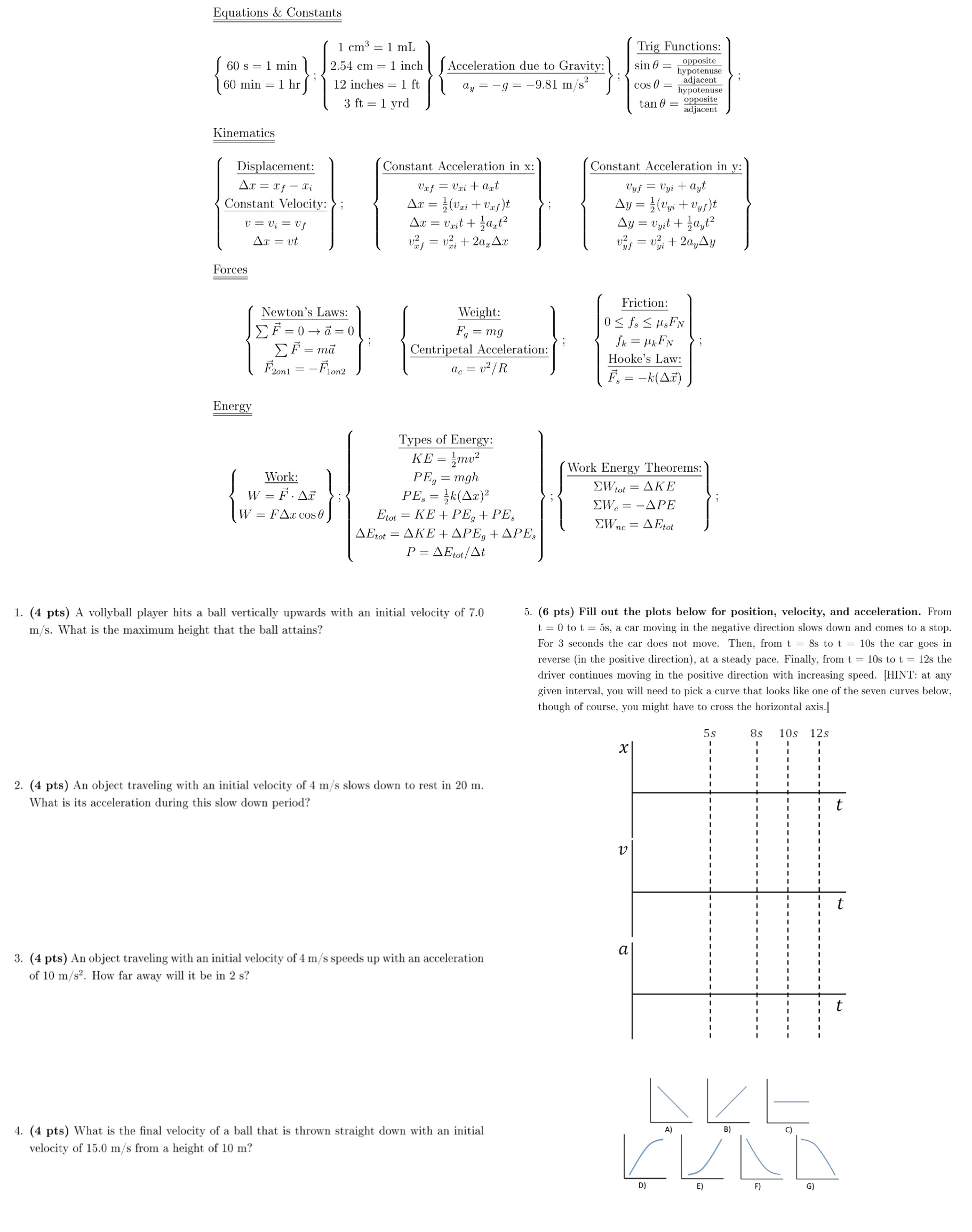 Please help! Equations & Constants 1 cm = 1 mL Trig Functions: