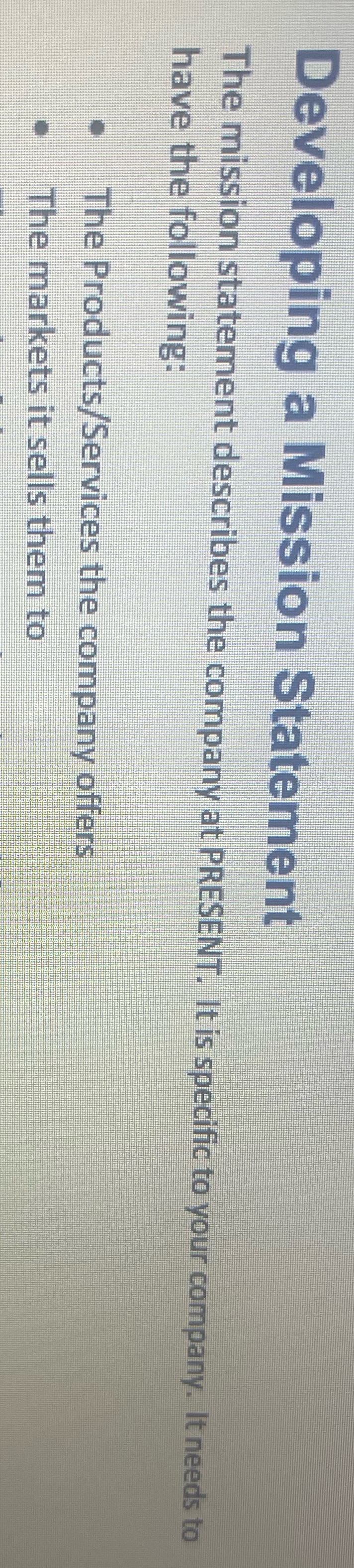 About Citi bank Developing a Mission Statement The mission statement describes the