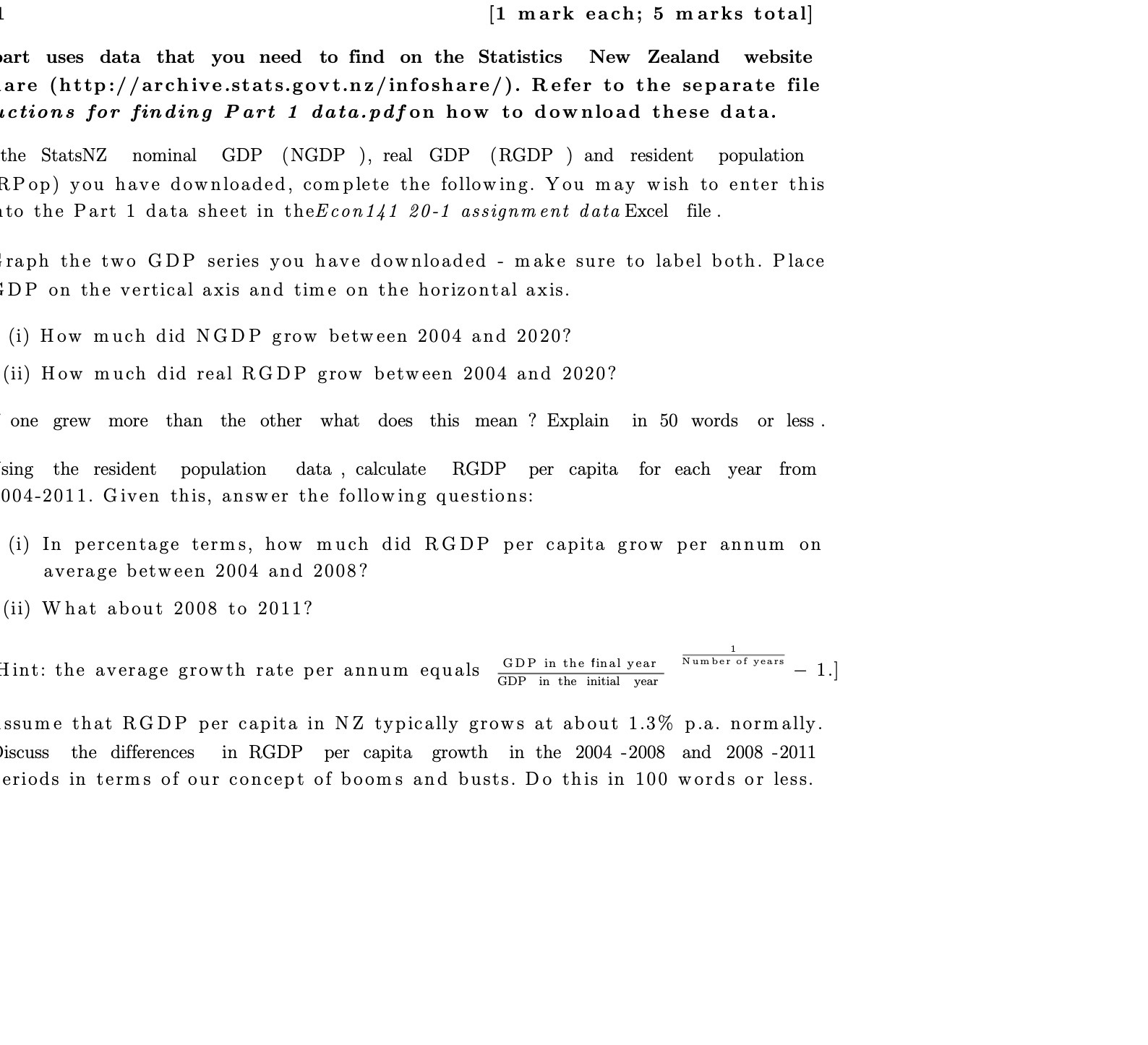  [1 mark each; 5 marks total] art uses data that you