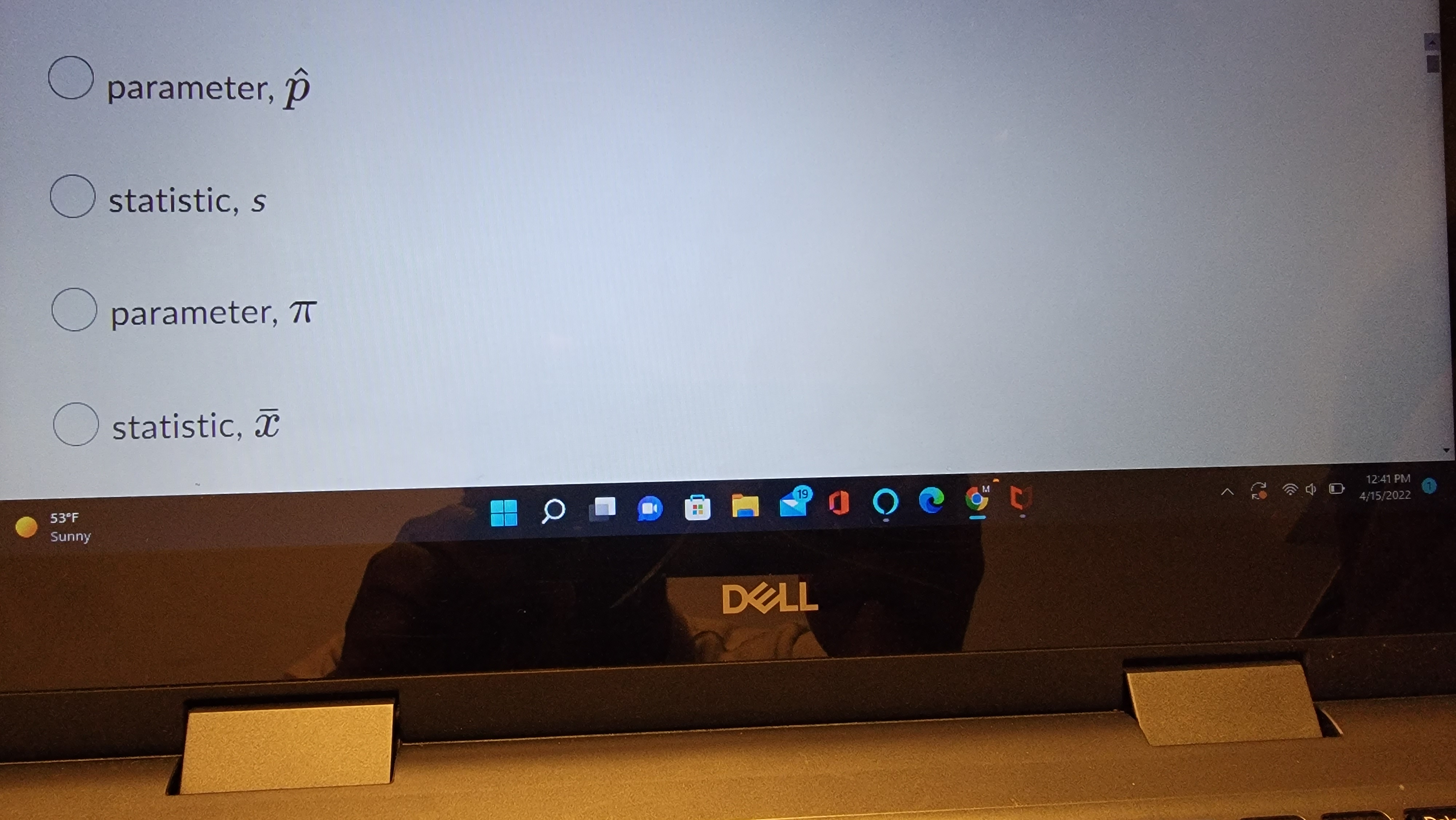 indicate the symbol used to denote the parameter or statistic. In some