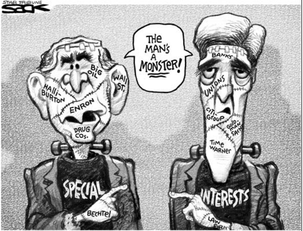 on the political cartoons? Explain. THOSE EVILLOBBYISTS I'M BRINGING REAL GREAT SLOGAN.