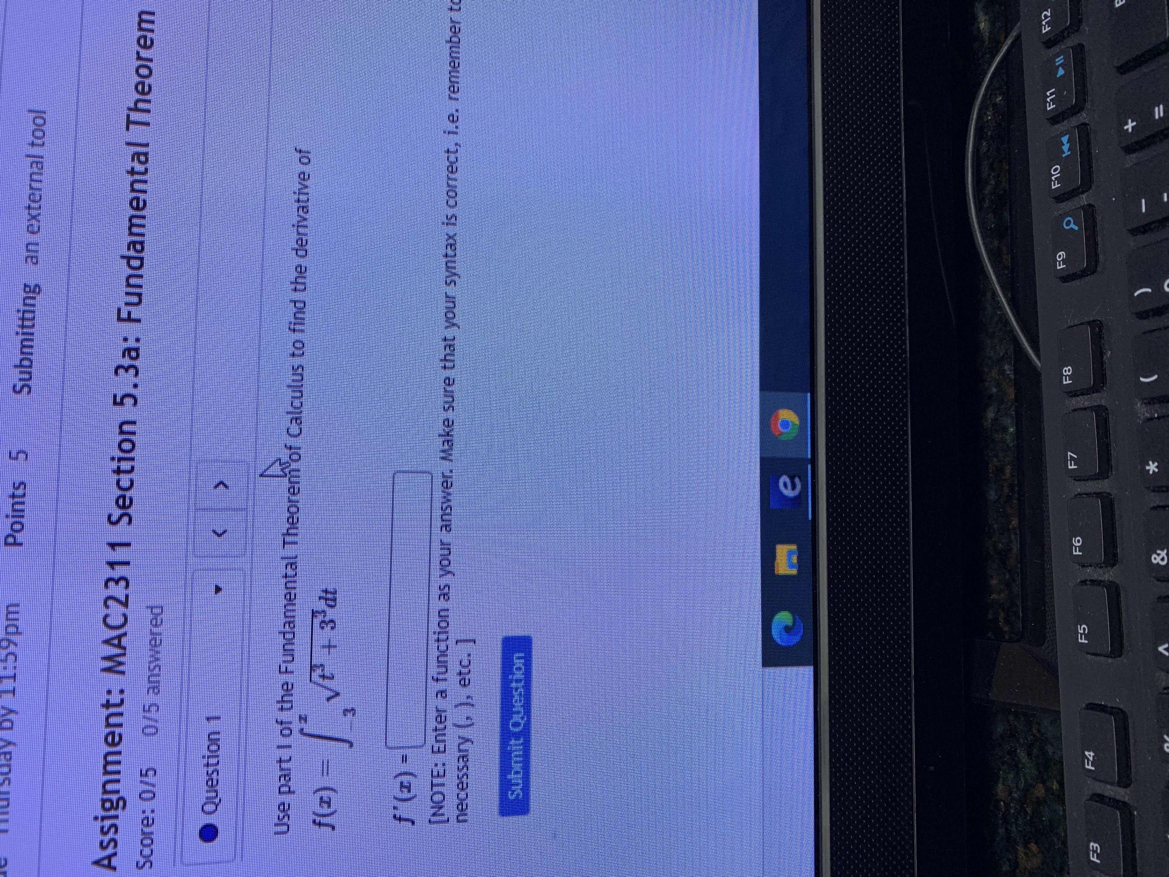 isday by 11:5/pm Points 5 Submitting an external tool Assignment: MAC2311