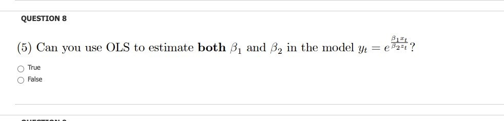 always include a variable if it increases R2? True O FalseQUESTION 8