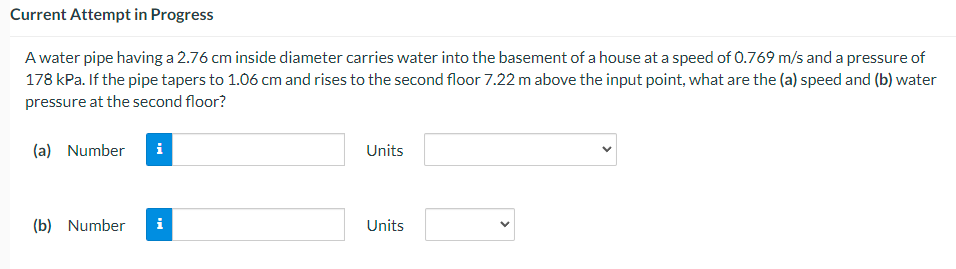 Current Attempt in Progress A water pipe having a 2.76 cm