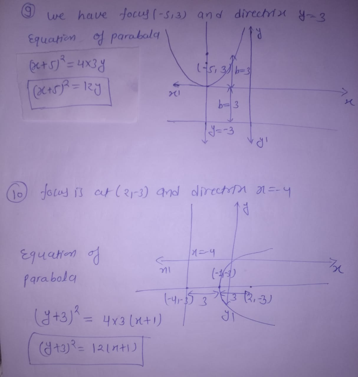 EACH NUMBERSolve for the standard and general equation of the parabola given