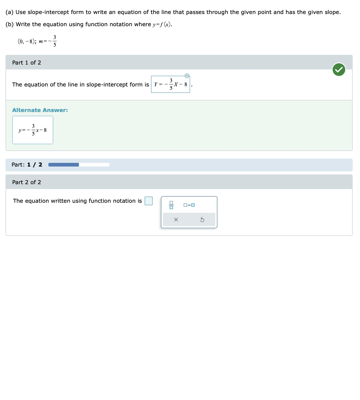 2 Identify the x- and y-intercepts. Write each intercept as an ordered