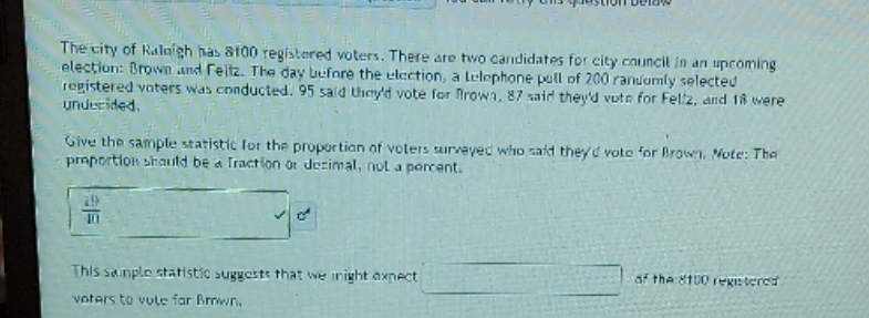 this sample statistic suggests that we might expect how many of the