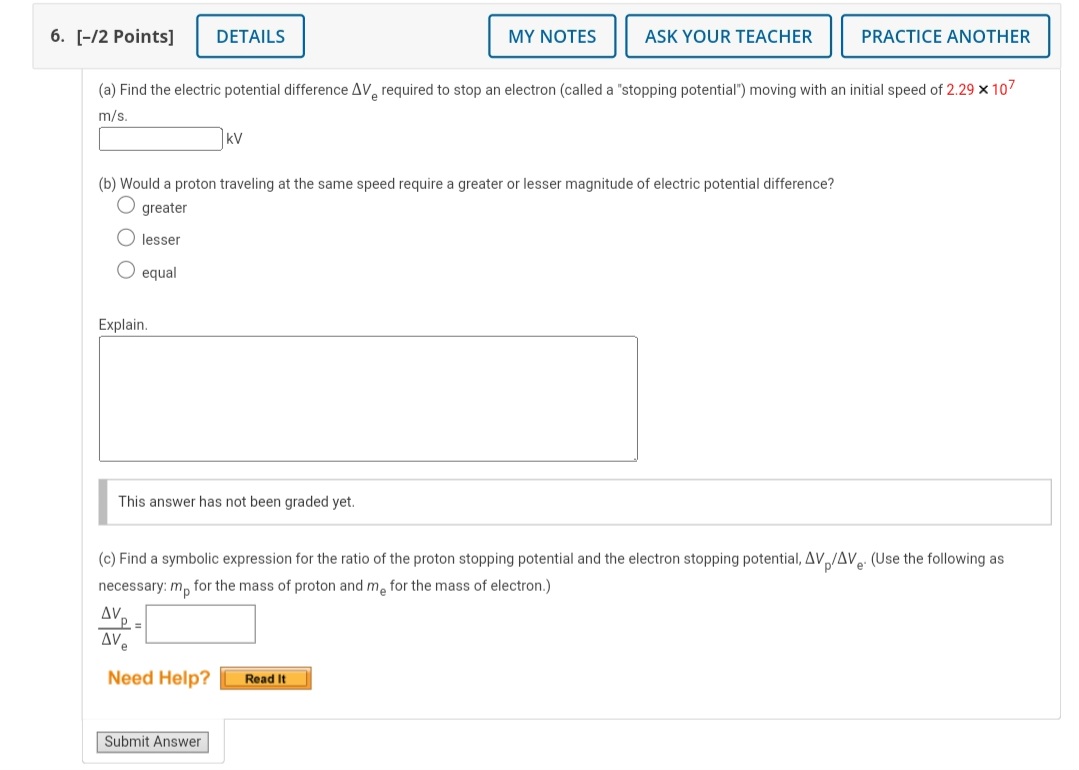 (a) Calculate the speed of a proton that is accelerated from rest