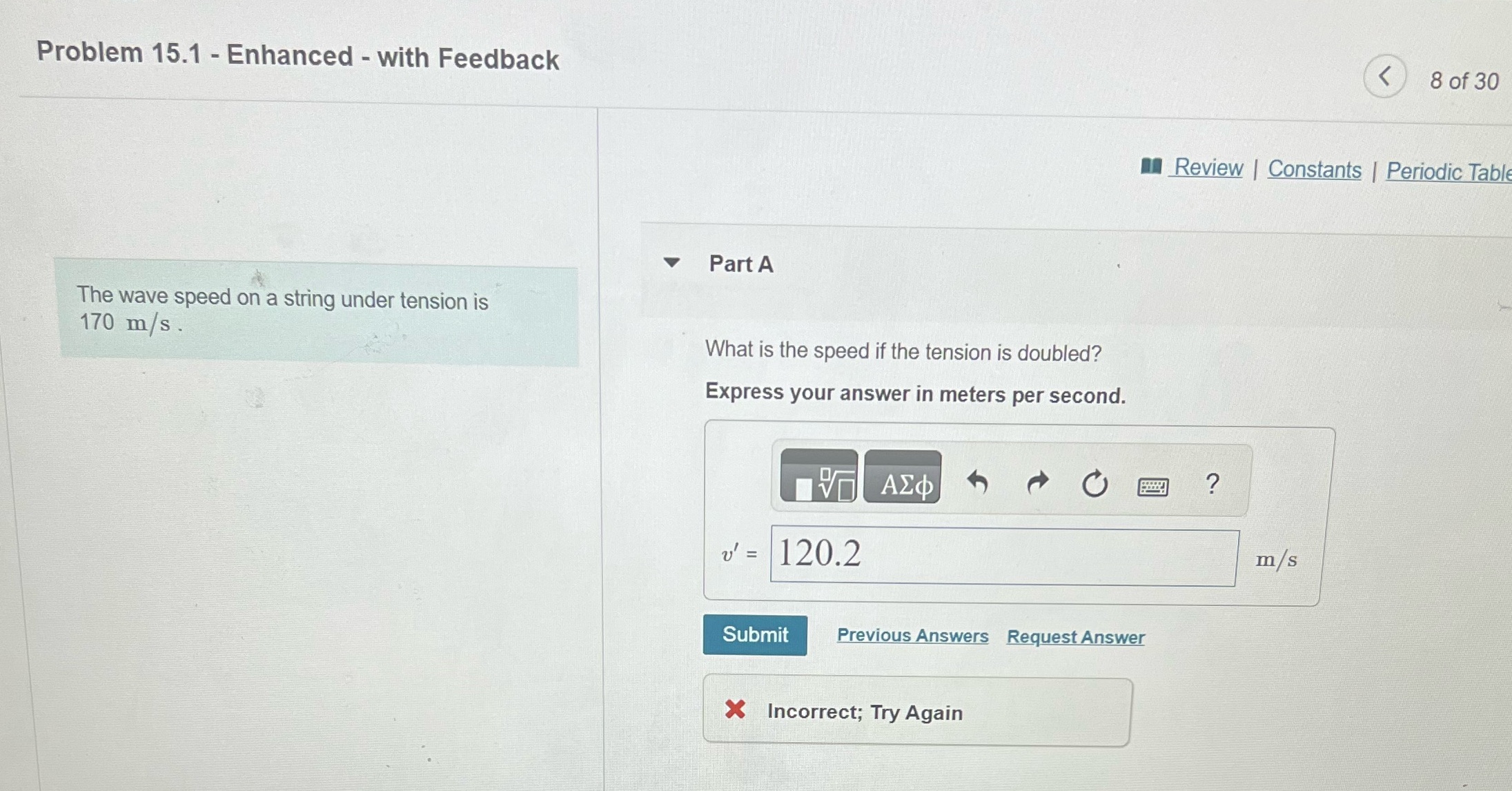Please help solve Problem 15.1 - Enhanced - with Feedback 8 of