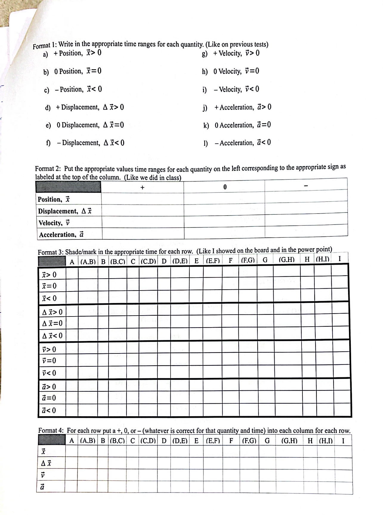  Format 1: Write in the appropriate time ranges for each quantity.