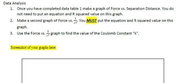  Data Analysis 1. Once you have completed data table 1 make