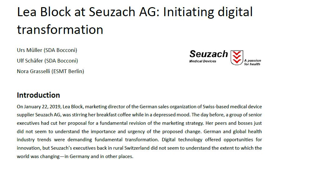 Lea Block at Seuzach AG: Initiating digital transformation Urs Mller (SDA Bocconi)