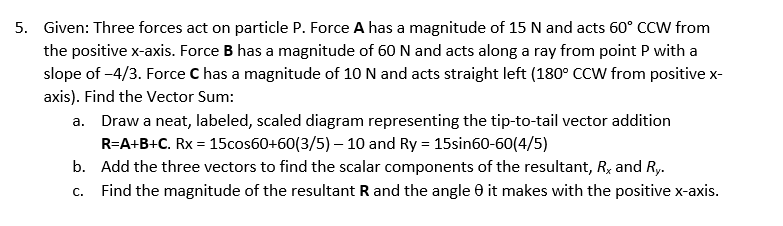  Given: Three forces act on particle P. Force A has a