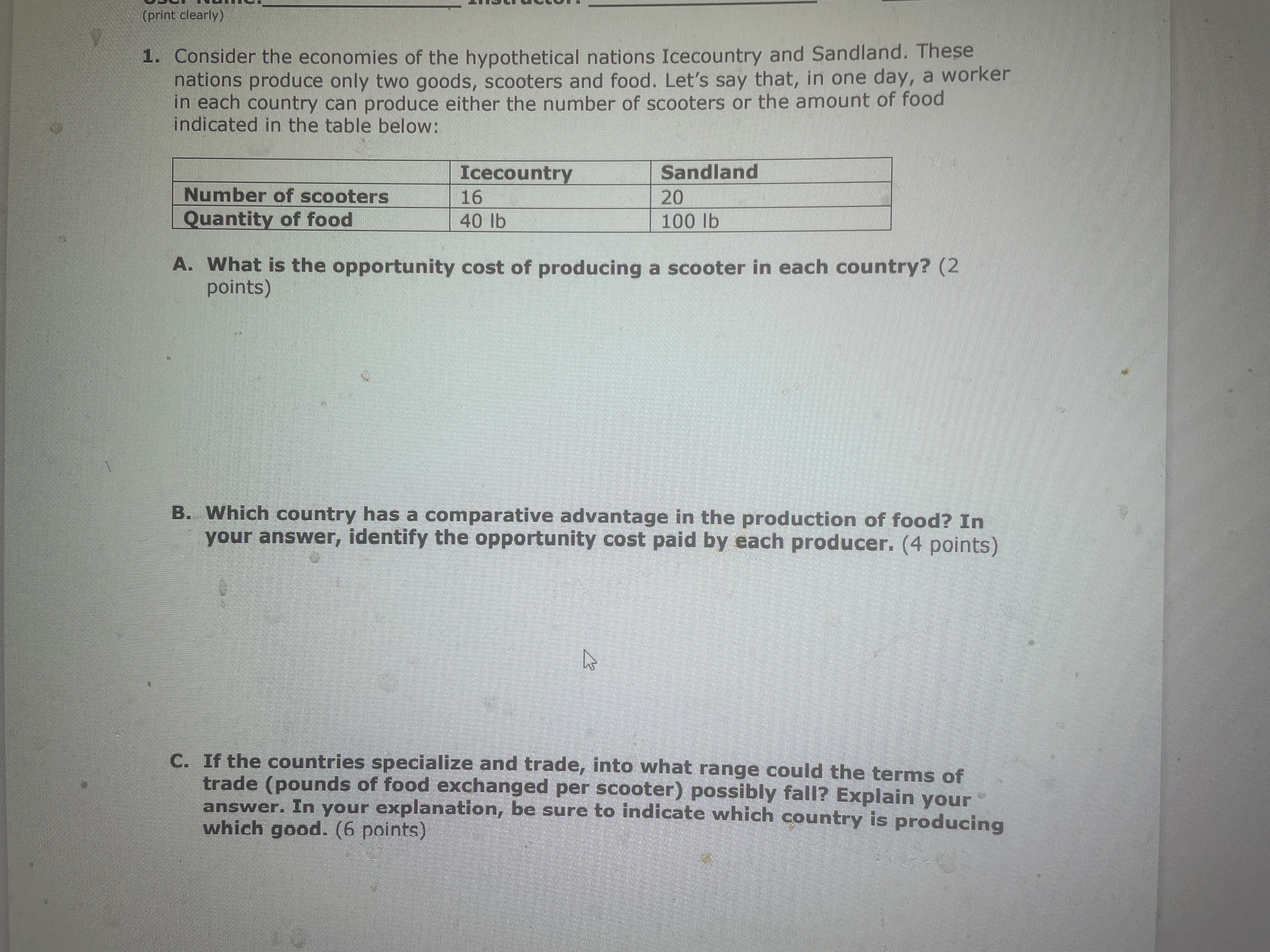 food, and tires. (3 points) D. Investors from the U.S. purchase several