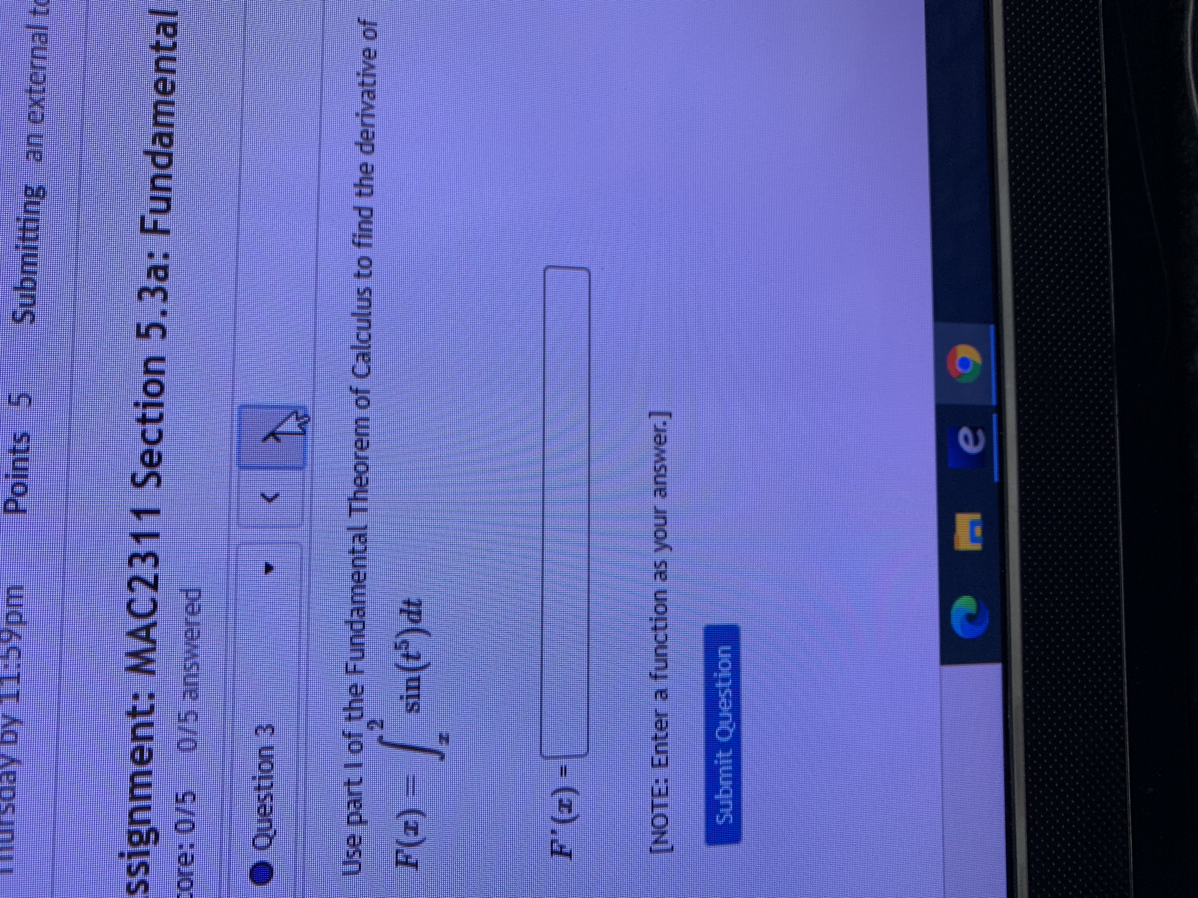  Thursday Dy 11.57pm Points 5 Submitting an external to ssignment: MAC2311