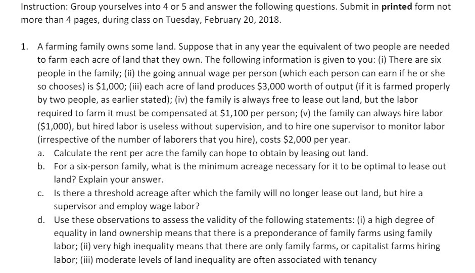  instruction: Group yourselves into 4 or 5 and answer the following