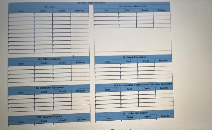 612 Depreciation perse-Computer Equipment 124 Office Supplies 622 salaries pense 128 Prepaid