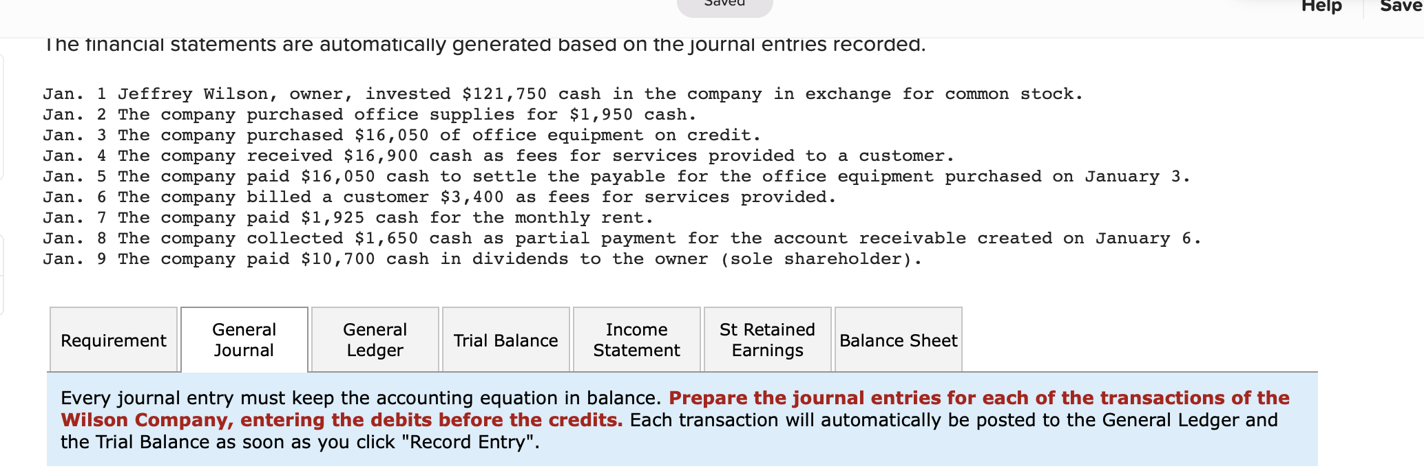  Saveu Help Save The financial statements are automatically generated based on