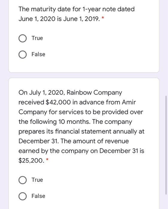 value of $40,000 and 4% interest rate is $200.* True False If