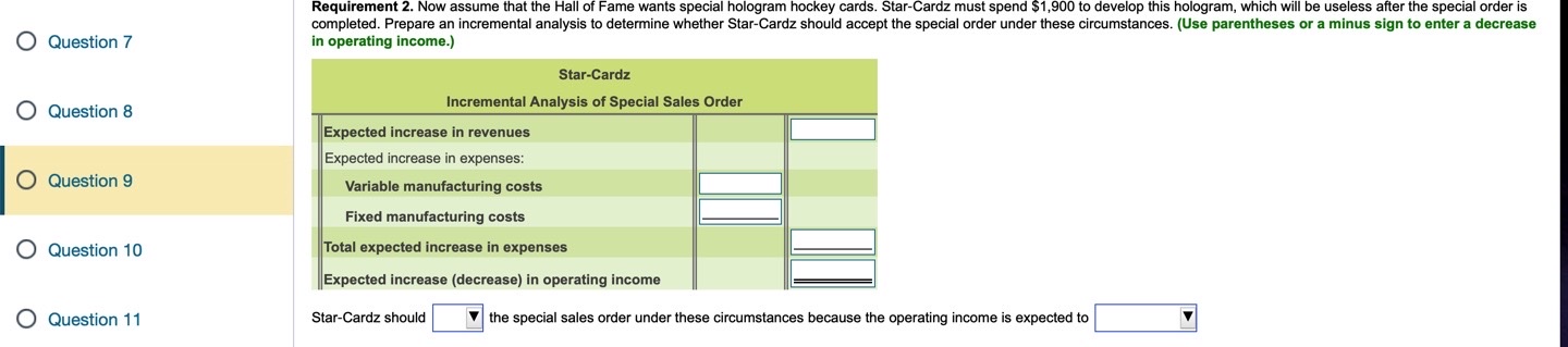 Should Star-Cardz accept the special order under these circumstances? Show your analysis.