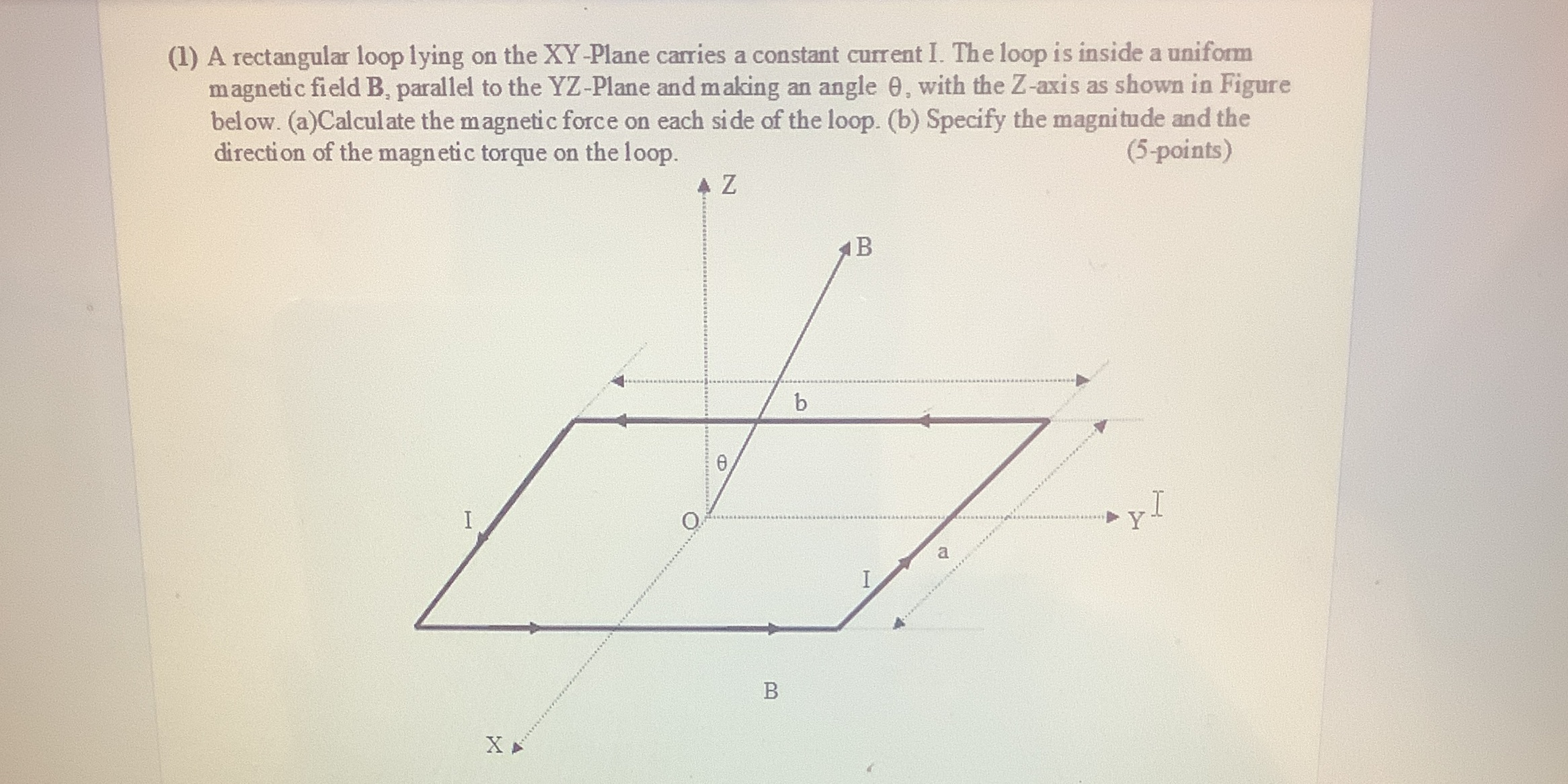 (1) A rectangular loop lying on the XY-Plane carries a constant