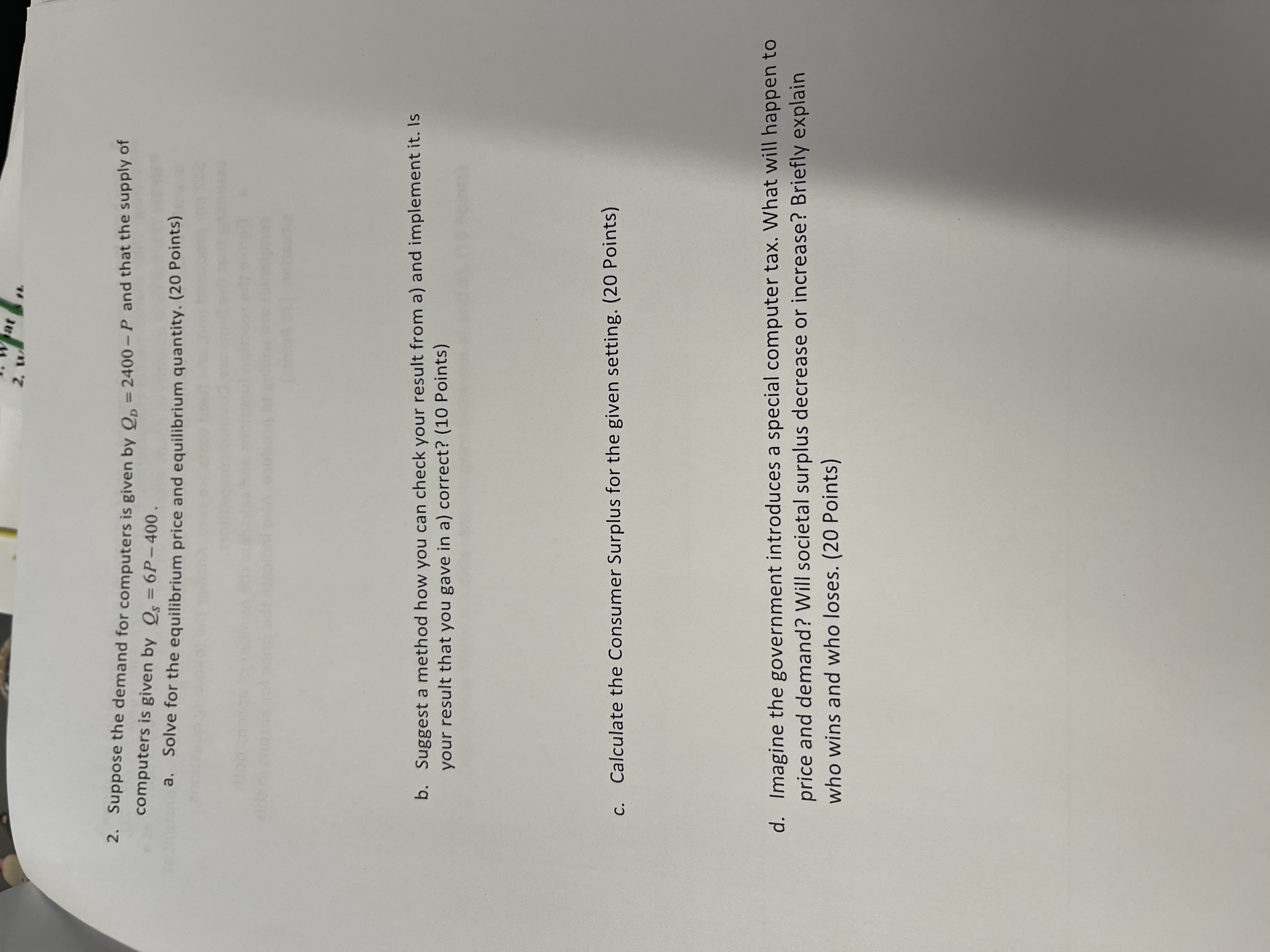 2. un 2. Suppose the demand for computers is given by