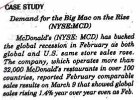  CASE STUDY Demand for the Big Mac on the Rise (NYSE.MCD)