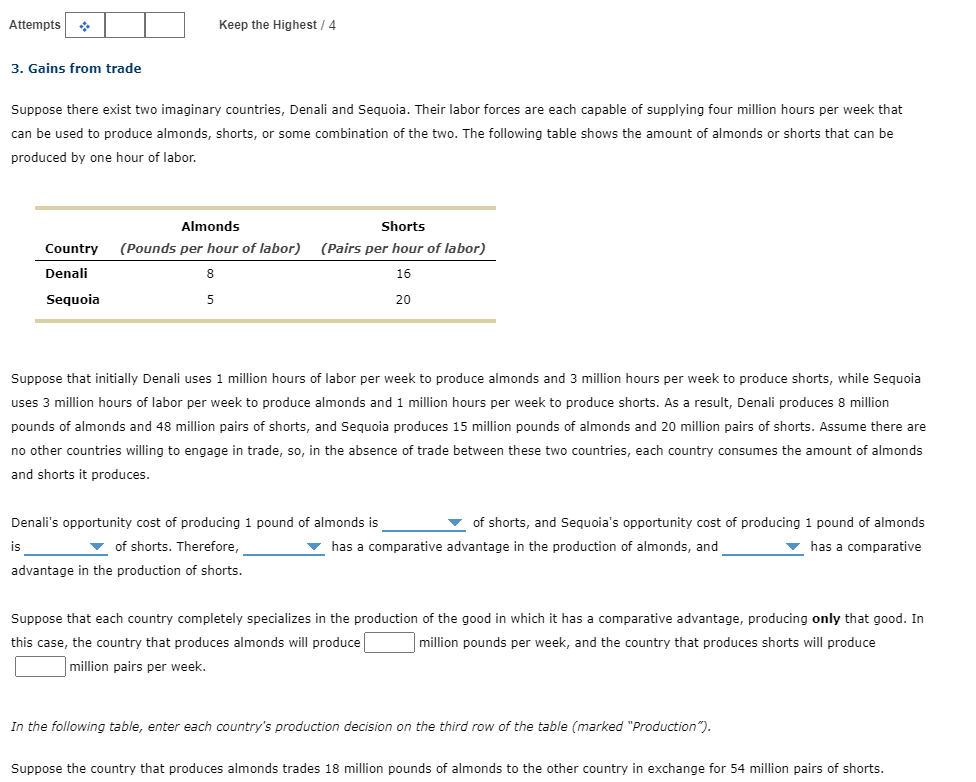 Attempts Keep the Highest / 4 3. Gains from trade Suppose