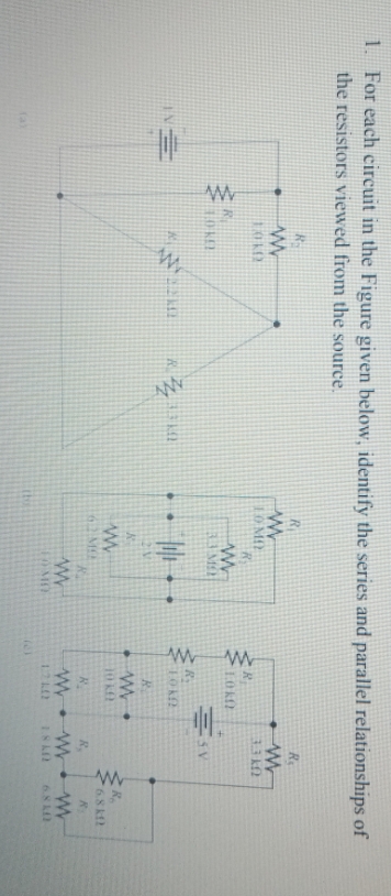 1. For each circuit in the Figure given below, identify the