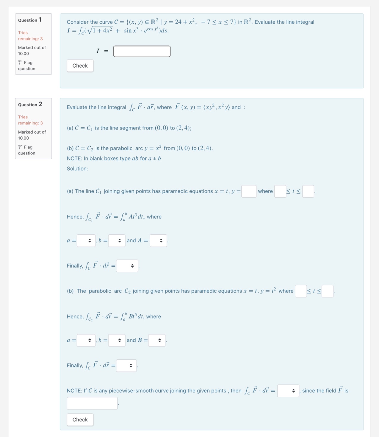 Question 1 consider the curve C = [(x' y) e R2