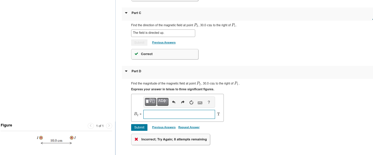 and carry 3.00 A currents in the same direction (see (Figure 1)).