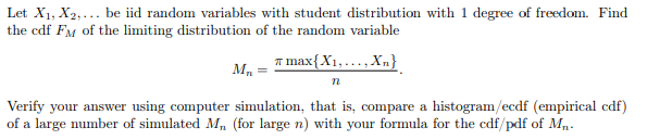 Let X1, X2,... be iid random variables with student distribution with