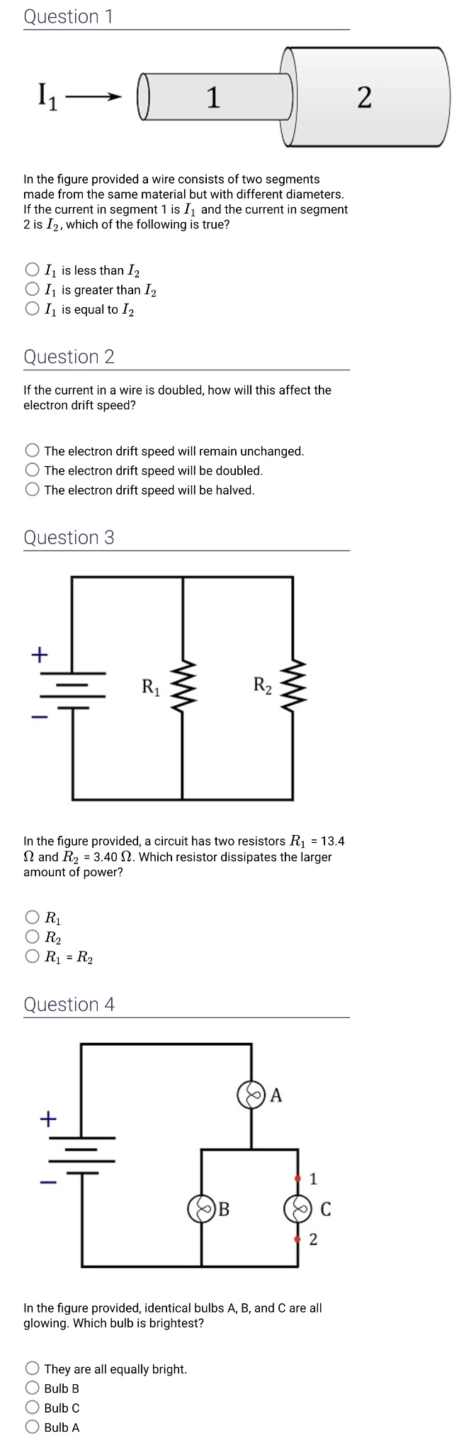 Question 1 11 1 2 In the figure provided a wire